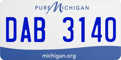 MI license plate DAB3140