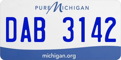 MI license plate DAB3142