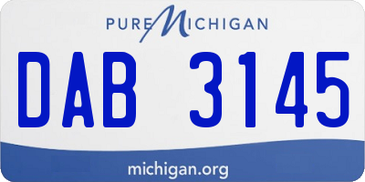 MI license plate DAB3145