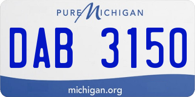 MI license plate DAB3150