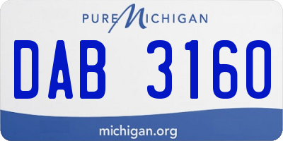 MI license plate DAB3160