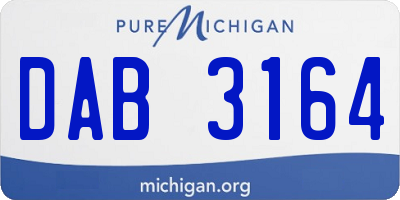 MI license plate DAB3164