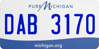 MI license plate DAB3170