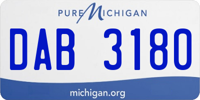 MI license plate DAB3180