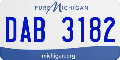 MI license plate DAB3182