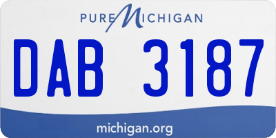 MI license plate DAB3187