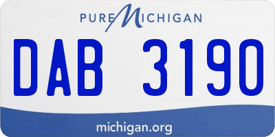MI license plate DAB3190