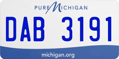 MI license plate DAB3191