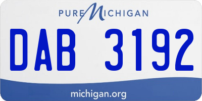 MI license plate DAB3192