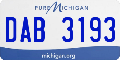 MI license plate DAB3193