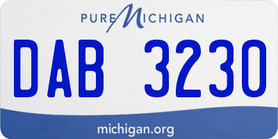 MI license plate DAB3230