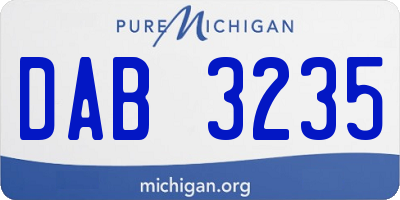 MI license plate DAB3235