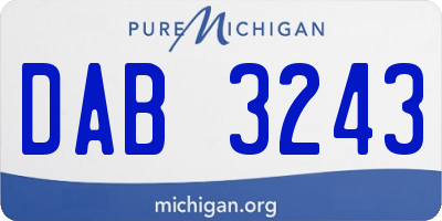MI license plate DAB3243