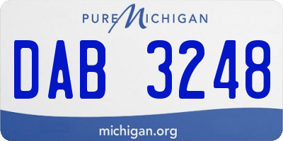 MI license plate DAB3248