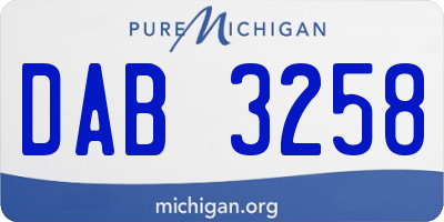 MI license plate DAB3258