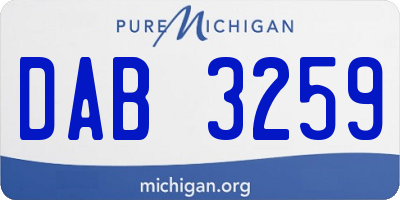 MI license plate DAB3259