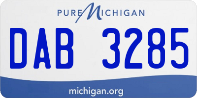 MI license plate DAB3285