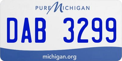 MI license plate DAB3299