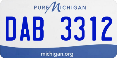 MI license plate DAB3312