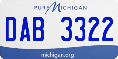 MI license plate DAB3322