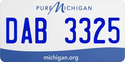 MI license plate DAB3325