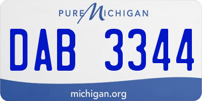 MI license plate DAB3344