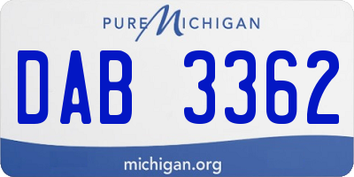 MI license plate DAB3362