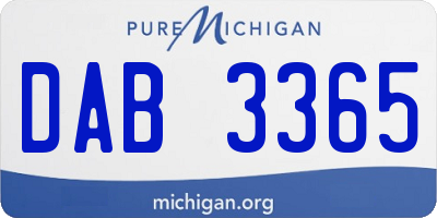 MI license plate DAB3365