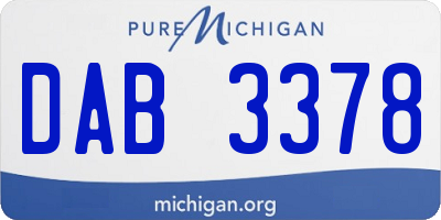 MI license plate DAB3378