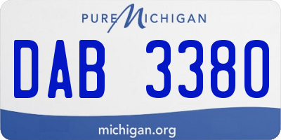MI license plate DAB3380