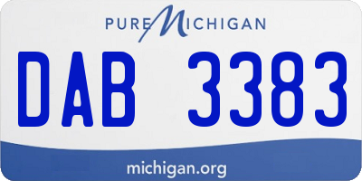 MI license plate DAB3383