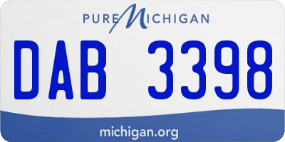 MI license plate DAB3398