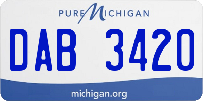 MI license plate DAB3420