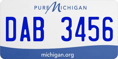 MI license plate DAB3456