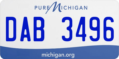 MI license plate DAB3496