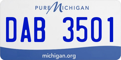 MI license plate DAB3501