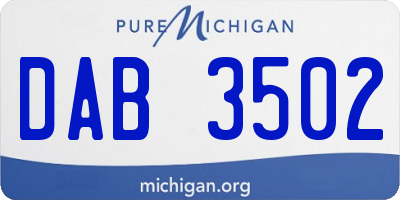 MI license plate DAB3502