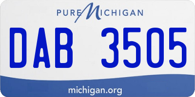 MI license plate DAB3505