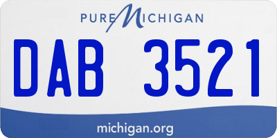 MI license plate DAB3521