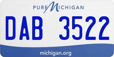 MI license plate DAB3522