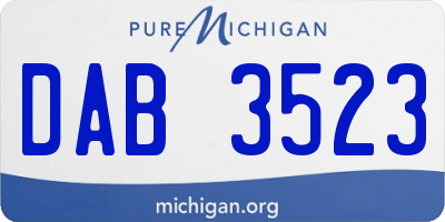 MI license plate DAB3523