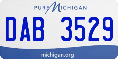 MI license plate DAB3529