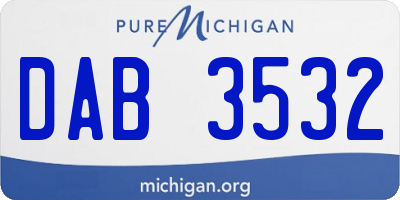 MI license plate DAB3532