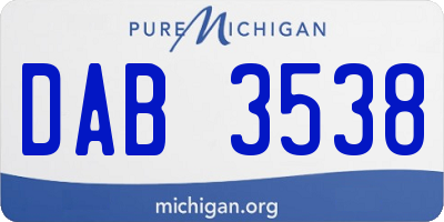MI license plate DAB3538