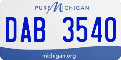 MI license plate DAB3540