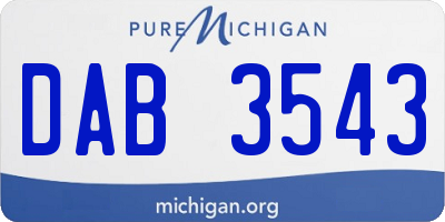 MI license plate DAB3543