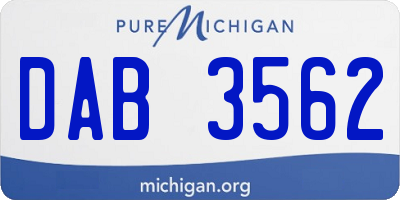 MI license plate DAB3562