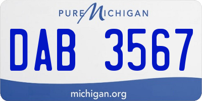 MI license plate DAB3567