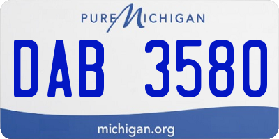 MI license plate DAB3580