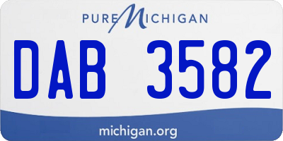 MI license plate DAB3582